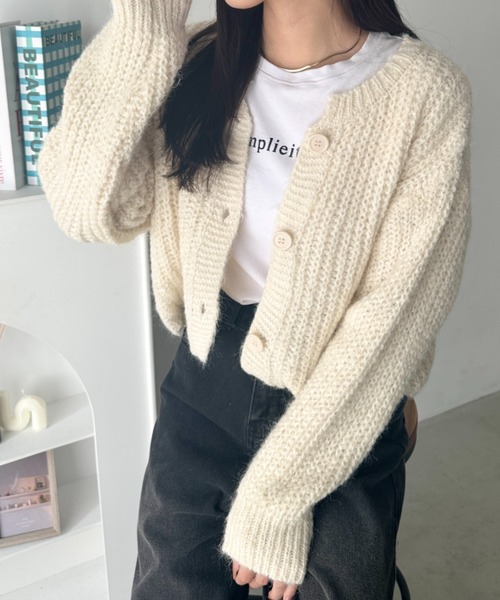 wears(ウェアーズ)の「クルーネックローゲージニットショートカーディガン(カーディガン/ボレロ・レディース・アイボリー/グレー/ブラウン/グリーン・FREE)」の13枚目の写真