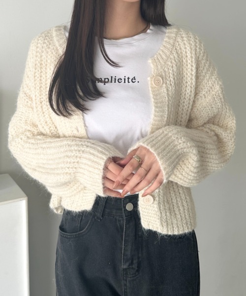 wears(ウェアーズ)の「クルーネックローゲージニットショートカーディガン(カーディガン/ボレロ・レディース・アイボリー/グレー/ブラウン/グリーン・FREE)」の8枚目の写真