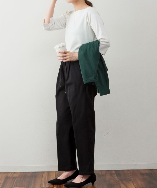 RCD(アールシーディー)の「ボートネック七分袖プルオーバー(Tシャツ/カットソー・レディース・ブラック/カーキ/オフホワイト/杢グレー/チャコールグレー・M/LL/3L/4L/L)」の22枚目の写真