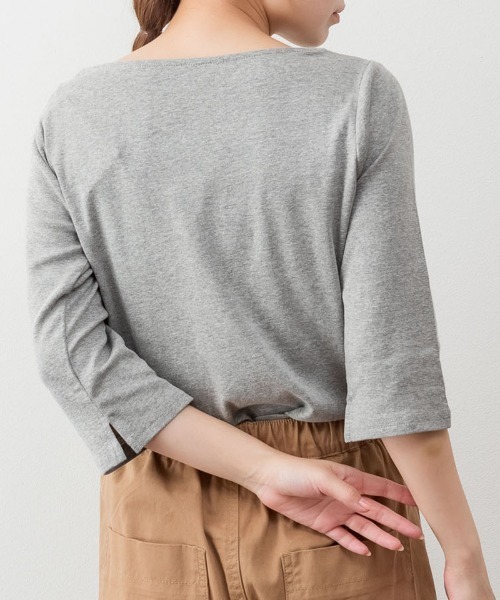 RCD(アールシーディー)の「ボートネック七分袖プルオーバー(Tシャツ/カットソー・レディース・ブラック/カーキ/オフホワイト/杢グレー/チャコールグレー・M/LL/3L/4L/L)」の20枚目の写真