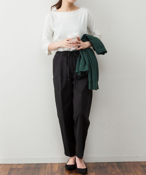 RCD(アールシーディー)の「ボートネック七分袖プルオーバー(Tシャツ/カットソー・レディース・ブラック/カーキ/オフホワイト/杢グレー/チャコールグレー・M/LL/3L/4L/L)」の21枚目の写真