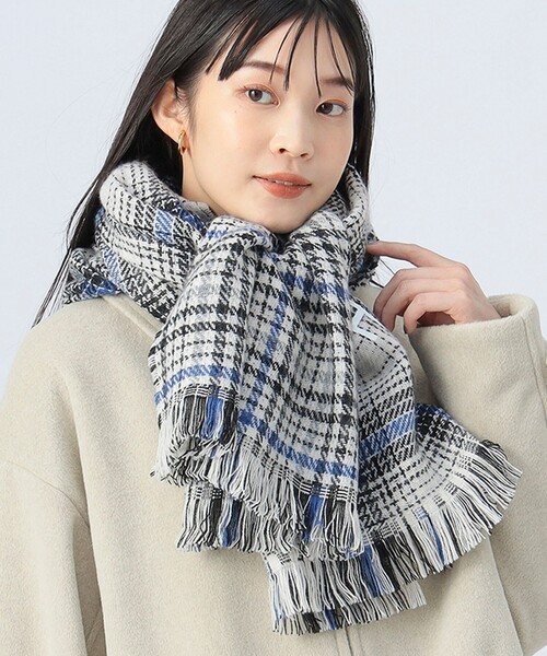 BEAMS HEART（ビームスハート）の「リバーシブル ロゴ ストール（ストール/ショール・レディース・ベージュ/ブラック・ONE SIZE）」の2枚目の写真
