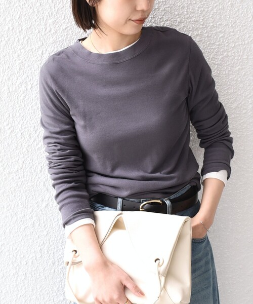 SHIPS Colors(シップス カラーズ)の「SHIPS Colors:〈手洗い可能〉シアー ドライ タッチ インナー TEE◇(Tシャツ/カットソー・レディース・ブラック/ブラウン/オフホワイト/イエロー/ネイビー/ダークグレー/クリーム/ピンク・ONE SIZE)」の3枚目の写真