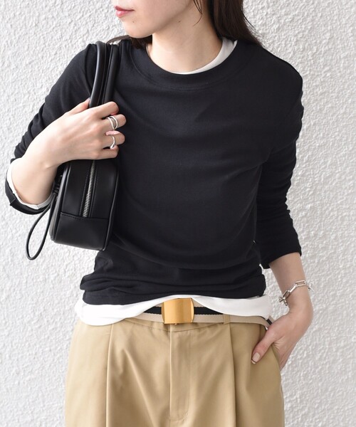 SHIPS Colors(シップス カラーズ)の「SHIPS Colors:〈手洗い可能〉シアー ドライ タッチ インナー TEE◇(Tシャツ/カットソー・レディース・ブラック/ブラウン/オフホワイト/イエロー/ネイビー/ダークグレー/クリーム/ピンク・ONE SIZE)」の1枚目の写真