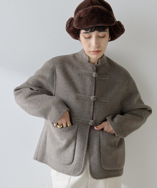 ウィムガゼット メリンプダブルビーバーノーカラーコート F