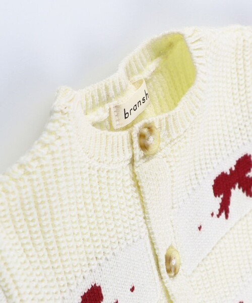 BRANSHES（ブランシェス）の「【ベビー】リボン柄ニットカーディガン（カーディガン/ボレロ・キッズ・アイボリー・FREE）」の2枚目の写真