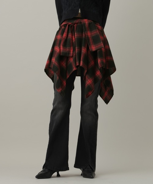 3.3 Field Trip （3.3フィールドトリップ）の「3.3 Field Trip／シャツ風チェックミニスカート（スカート・レディース・ブラウン/ブラック/チャコールグレー/レッド・FREE）」の4枚目の写真