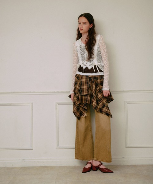 3.3 Field Trip （3.3フィールドトリップ）の「3.3 Field Trip／シャツ風チェックミニスカート（スカート・レディース・ブラウン/ブラック/チャコールグレー/レッド・FREE）」の6枚目の写真