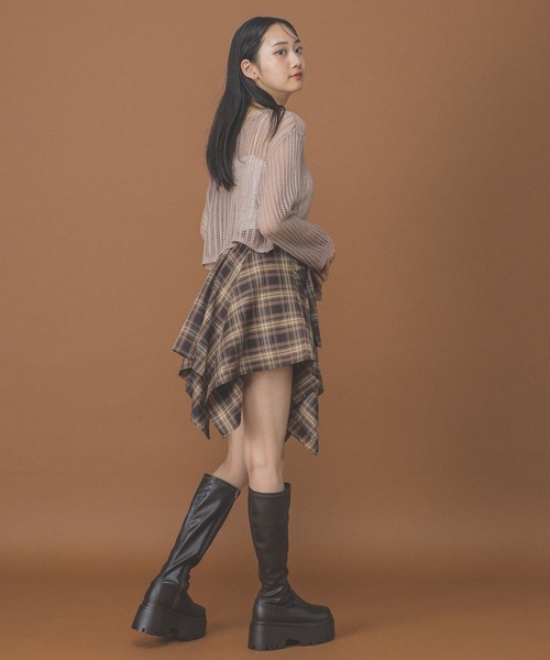 3.3 Field Trip （3.3フィールドトリップ）の「3.3 Field Trip／シャツ風チェックミニスカート（スカート・レディース・ブラウン/ブラック/チャコールグレー/レッド・FREE）」の10枚目の写真