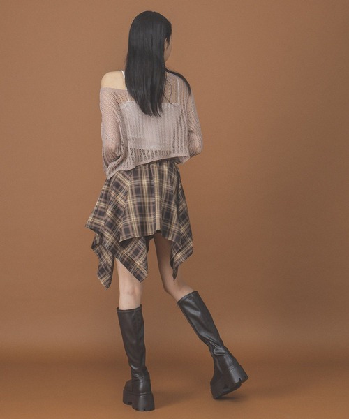 3.3 Field Trip （3.3フィールドトリップ）の「3.3 Field Trip／シャツ風チェックミニスカート（スカート・レディース・ブラウン/ブラック/チャコールグレー/レッド・FREE）」の11枚目の写真