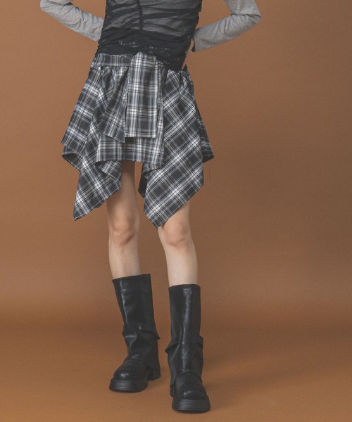 3.3 Field Trip （3.3フィールドトリップ）の「3.3 Field Trip／シャツ風チェックミニスカート（スカート・レディース・ブラウン/ブラック/チャコールグレー/レッド・FREE）」の18枚目の写真