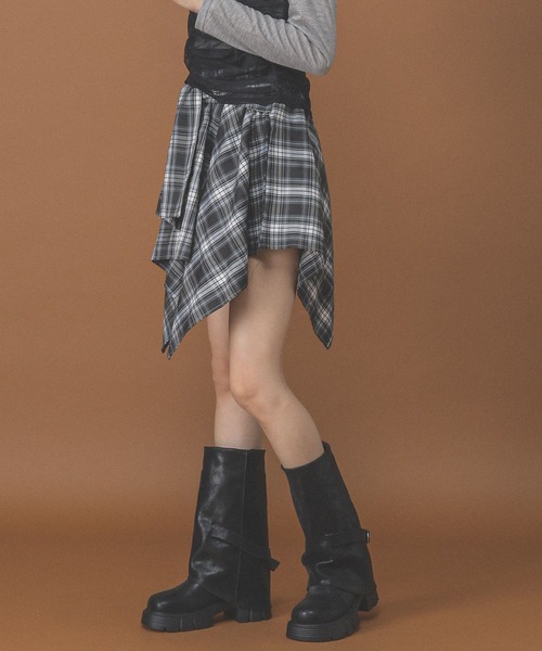 3.3 Field Trip （3.3フィールドトリップ）の「3.3 Field Trip／シャツ風チェックミニスカート（スカート・レディース・ブラウン/ブラック/チャコールグレー/レッド・FREE）」の19枚目の写真
