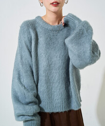 限定展開　カラー シャギー ニット ショート プルオーバー