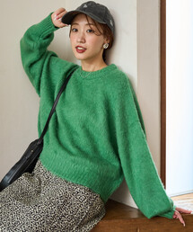 限定展開 カラー シャギー ニット ショート プルオーバー