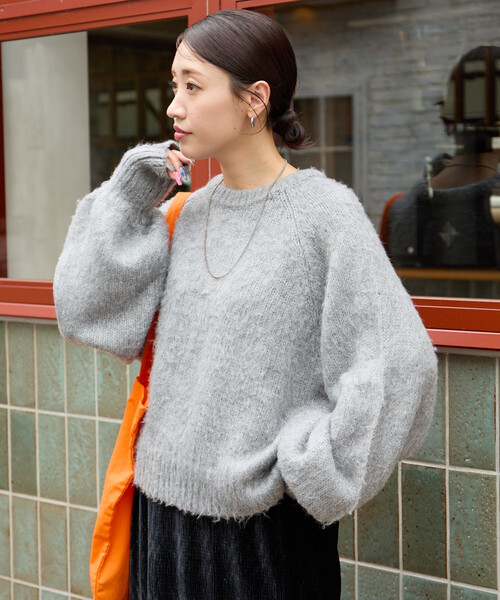 FREAK'S STORE（フリークスストア）の「限定展開　カラー シャギー ニット ショート プルオーバー（ニット/セーター・レディース・イエロー/グリーン/ピンク/ブラック/ブルー/グレー/ナチュラル・ﾌﾘ-）」の9枚目の写真