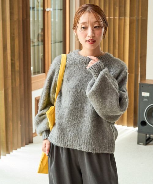 FREAK'S STORE（フリークスストア）の「限定展開　カラー シャギー ニット ショート プルオーバー（ニット/セーター・レディース・イエロー/グリーン/ピンク/ブラック/ブルー/グレー/ナチュラル・ﾌﾘ-）」の12枚目の写真