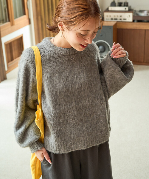 限定展開 カラー シャギー ニット ショート プルオーバー（ニット