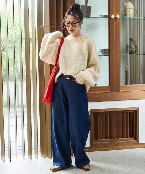 FREAK'S STORE（フリークスストア）の「限定展開　カラー シャギー ニット ショート プルオーバー（ニット/セーター・レディース・イエロー/グリーン/ピンク/ブラック/ブルー/グレー/ナチュラル・ﾌﾘ-）」の22枚目の写真