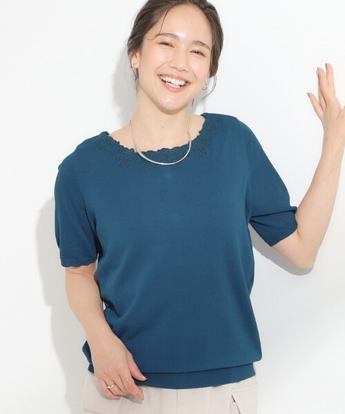 DRESKIP（ドレスキップ）の「【洗える/S-LL/前後2WAY】きれい見え 刺繍ニットカーディガン（カーディガン/ボレロ・レディース・ダークブラウン/ワインレッド/ブラック/ブルー系その他・04/03/02/01）」の3枚目の写真