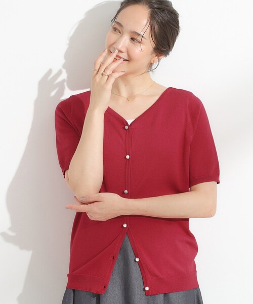DRESKIP（ドレスキップ）の「【洗える/S-LL/前後2WAY】きれい見え 刺繍ニットカーディガン（カーディガン/ボレロ・レディース・ダークブラウン/ワインレッド/ブラック/ブルー系その他・04/03/02/01）」の4枚目の写真