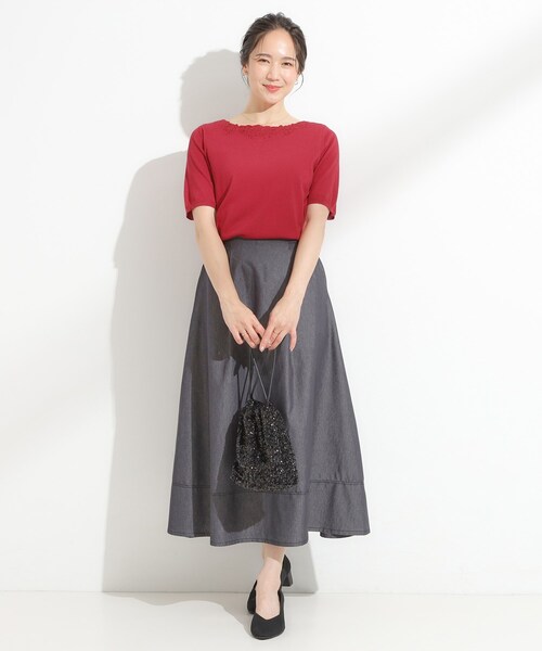 DRESKIP（ドレスキップ）の「【洗える/S-LL/前後2WAY】きれい見え 刺繍ニットカーディガン（カーディガン/ボレロ・レディース・ダークブラウン/ワインレッド/ブラック/ブルー系その他・04/03/02/01）」の21枚目の写真