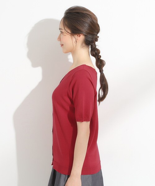 DRESKIP（ドレスキップ）の「【洗える/S-LL/前後2WAY】きれい見え 刺繍ニットカーディガン（カーディガン/ボレロ・レディース・ダークブラウン/ワインレッド/ブラック/ブルー系その他・04/03/02/01）」の11枚目の写真