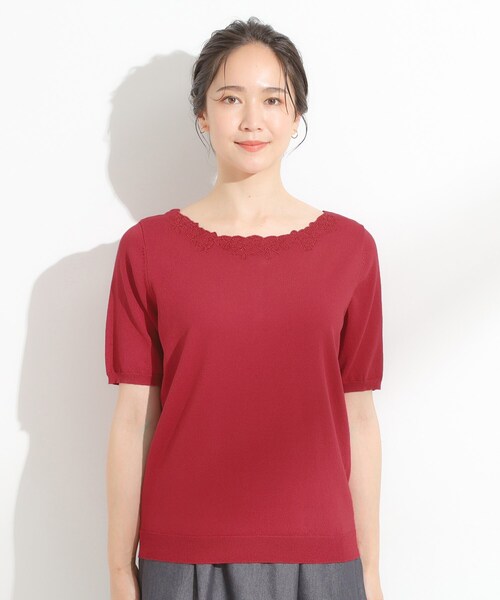 DRESKIP（ドレスキップ）の「【洗える/S-LL/前後2WAY】きれい見え 刺繍ニットカーディガン（カーディガン/ボレロ・レディース・ダークブラウン/ワインレッド/ブラック/ブルー系その他・04/03/02/01）」の5枚目の写真