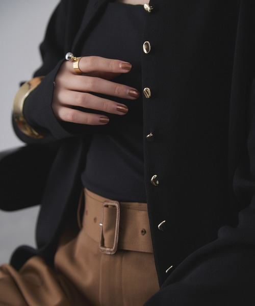 ADAM ET ROPE'（アダムエロペ）の「セレクトレングスクルーネックニットカーディガン（カーディガン/ボレロ・レディース・ブラック/パープル/ブラウン/オフホワイト・38/36）」の9枚目の写真