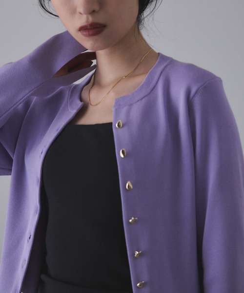 ADAM ET ROPE'（アダムエロペ）の「セレクトレングスクルーネックニットカーディガン（カーディガン/ボレロ・レディース・ブラック/パープル/ブラウン/オフホワイト・38/36）」の13枚目の写真