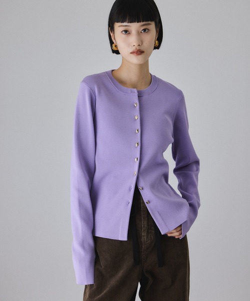 アダムエロペ ローゲージクルーネックカーディガン adam et rope