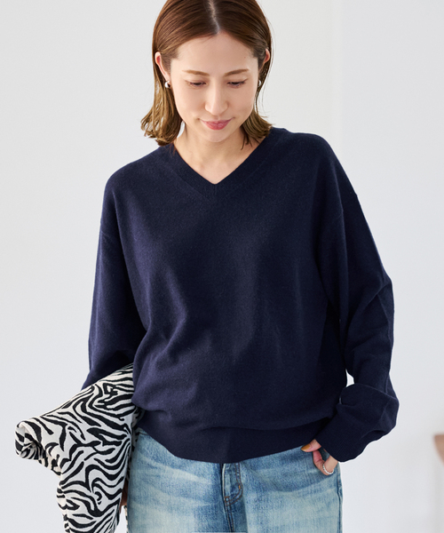 セール】カシミヤブレンドウールVネックニット（ニット/セーター