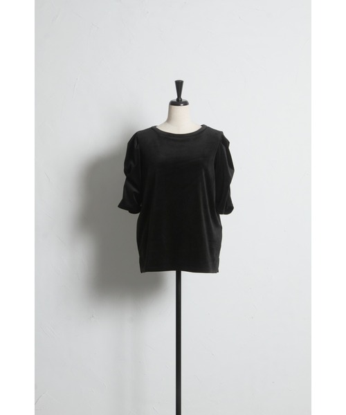 tocco closet（トッコ　クローゼット）の「【ZOZO限定】ツイストタックベロアトップス（Tシャツ/カットソー・レディース・ブラック/ベージュ・M）」の20枚目の写真