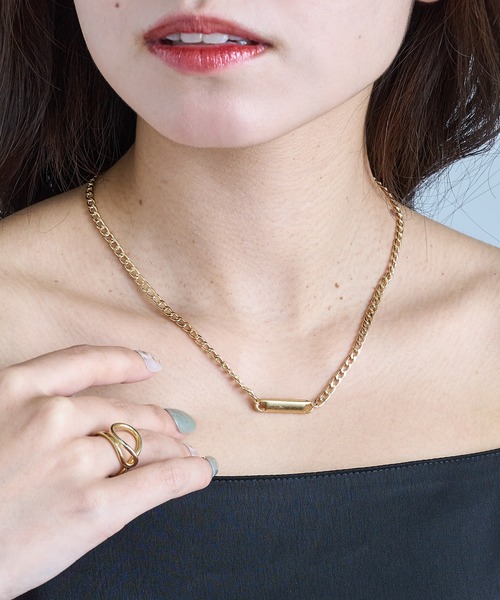 SETUP7(セットアップセブン)の「【SETUP7】ネックレス Awesome ニッケルフリー メタル ライン プレート キヘイチェーン ショートネックレス(ネックレス・レディース・ブラック/ゴールド/シルバー・FREE)」の6枚目の写真