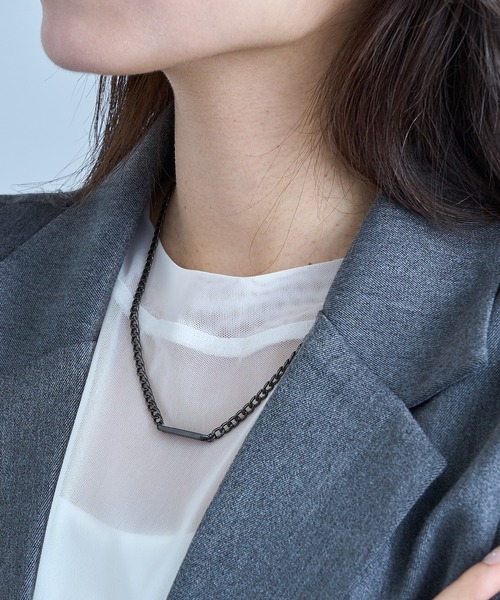 SETUP7(セットアップセブン)の「【SETUP7】ネックレス Awesome ニッケルフリー メタル ライン プレート キヘイチェーン ショートネックレス(ネックレス・レディース・ブラック/ゴールド/シルバー・FREE)」の10枚目の写真