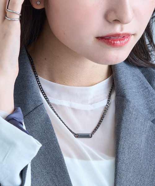 SETUP7(セットアップセブン)の「【SETUP7】ネックレス Awesome ニッケルフリー メタル ライン プレート キヘイチェーン ショートネックレス(ネックレス・レディース・ブラック/ゴールド/シルバー・FREE)」の11枚目の写真