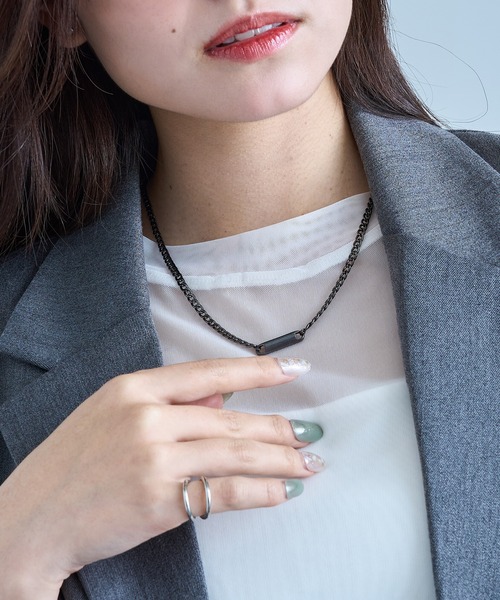 SETUP7(セットアップセブン)の「【SETUP7】ネックレス Awesome ニッケルフリー メタル ライン プレート キヘイチェーン ショートネックレス(ネックレス・レディース・ブラック/ゴールド/シルバー・FREE)」の12枚目の写真