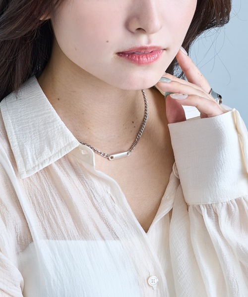 SETUP7(セットアップセブン)の「【SETUP7】ネックレス Awesome ニッケルフリー メタル ライン プレート キヘイチェーン ショートネックレス(ネックレス・レディース・ブラック/ゴールド/シルバー・FREE)」の16枚目の写真