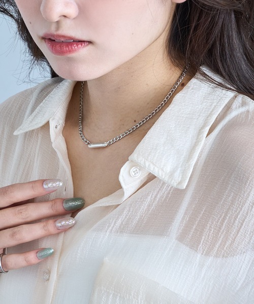 SETUP7(セットアップセブン)の「【SETUP7】ネックレス Awesome ニッケルフリー メタル ライン プレート キヘイチェーン ショートネックレス(ネックレス・レディース・ブラック/ゴールド/シルバー・FREE)」の18枚目の写真