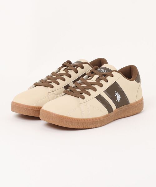U.S. POLO ASSN.(ユーエスポロアッスン)の「【U.S.POLO ASSN./ユーエスポロアッスン】【最旬フットボールデザイン】ローカットスニーカー 上質PUレザー ガムソール(スニーカー・メンズ・ブラック/ホワイト/ベージュ・25.5cm/26cm/26.5cm/27cm/25cm)」の3枚目の写真
