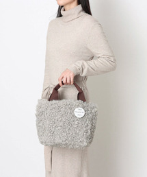 カシュカシュ cache cache / フェイクファー×チェック柄リバーシブルトート