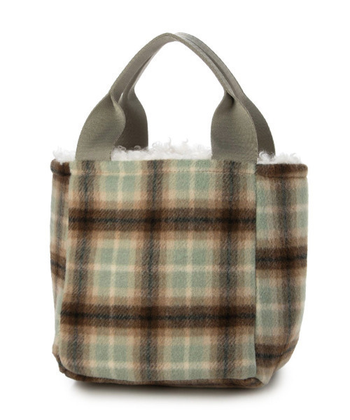 cache cache(カシュ カシュ)の「カシュカシュ cache cache / フェイクファー×チェック柄リバーシブルトート(トートバッグ・レディース・ベージュ系その他/アイボリー/グレー・FREE)」の9枚目の写真
