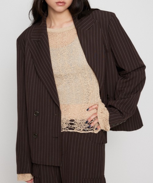 laguagem ジャケット　ブラウン　ラグアジェム SHOULDER PAD DOUBLE ジャケット（テーラードジャケット