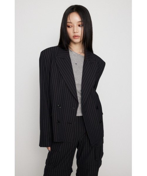 LAGUA GEM（ラグアジェム）の「SHOULDER PAD DOUBLE ジャケット（テーラードジャケット・レディース・ブラック/ブラウン・FREE）」の4枚目の写真