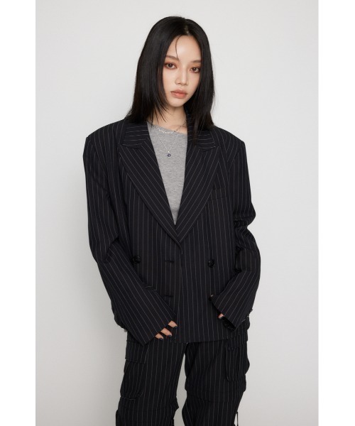 LAGUA GEM（ラグアジェム）の「SHOULDER PAD DOUBLE ジャケット（テーラードジャケット・レディース・ブラック/ブラウン・FREE）」の5枚目の写真