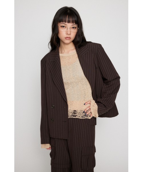 LAGUA GEM（ラグアジェム）の「SHOULDER PAD DOUBLE ジャケット（テーラードジャケット・レディース・ブラック/ブラウン・FREE）」の8枚目の写真