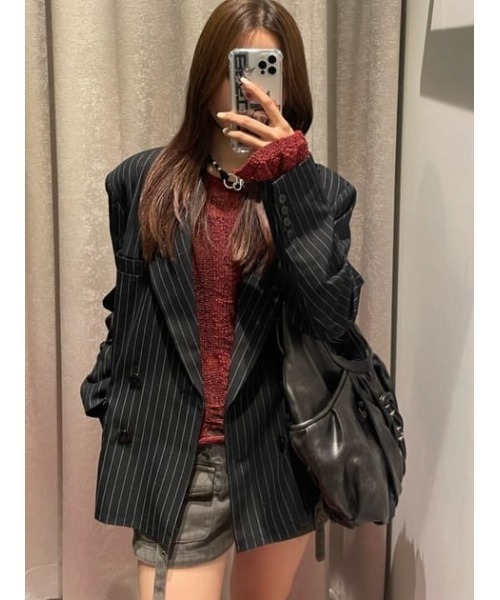 LAGUA GEM（ラグアジェム）の「SHOULDER PAD DOUBLE ジャケット（テーラードジャケット・レディース・ブラック/ブラウン・FREE）」の20枚目の写真