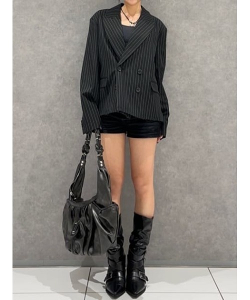 LAGUA GEM（ラグアジェム）の「SHOULDER PAD DOUBLE ジャケット（テーラードジャケット・レディース・ブラック/ブラウン・FREE）」の18枚目の写真