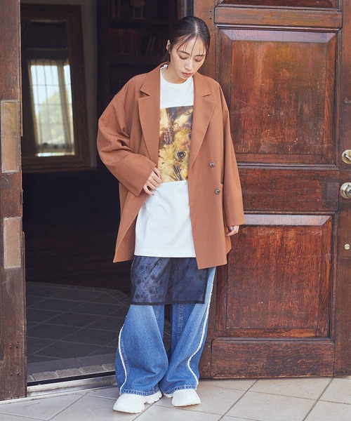 earth music&ecology（アースミュージックアンドエコロジー）の「ワイドフリンジデニムパンツ（デニムパンツ・レディース・ライトインディゴブルー/インディゴブルー・S/M）」の6枚目の写真