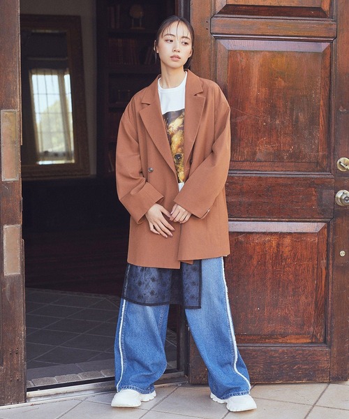 earth music&ecology（アースミュージックアンドエコロジー）の「ワイドフリンジデニムパンツ（デニムパンツ・レディース・ライトインディゴブルー/インディゴブルー・S/M）」の7枚目の写真