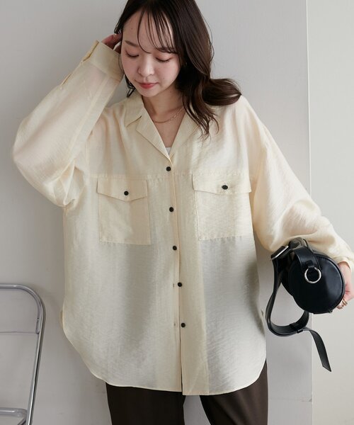 シアージ　開襟シャツ シアー黒釦開襟シャツ（シャツ/ブラウス）｜DISCOAT（ディスコート）の